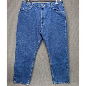 Wrangler Mens Size 42 X 32 Blue Relaxed Fit Straight Leg Jeans Classic Denim
